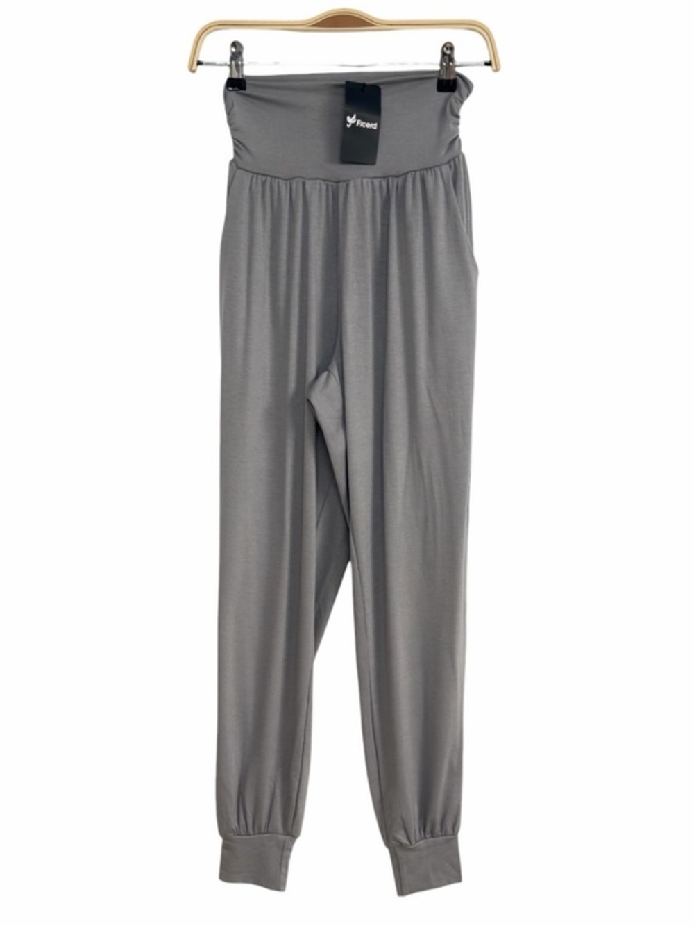 Ficerd Gray High Waist Jogger Pants Small NWT Stretch Lounge Athletic Pocket